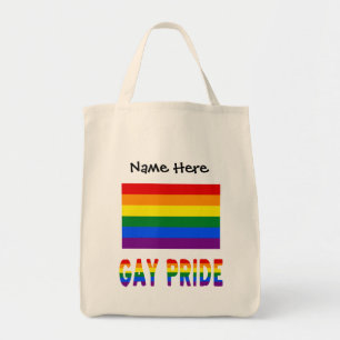 Gay Pride och regnbågsflagga med ditt namn Tygkasse