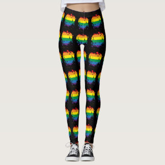 Gay pride Paint Splatter Heart Leggings