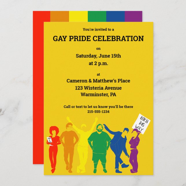 Gay pride Parad Firande Party Inbjudningar (Fram/baksida)