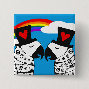 gay pride Parrots med regnbåge Knapp