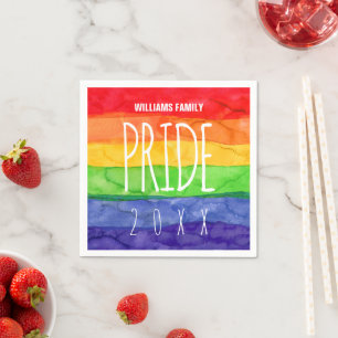 gay pride Party Watercolor Rainbow Pappersservett