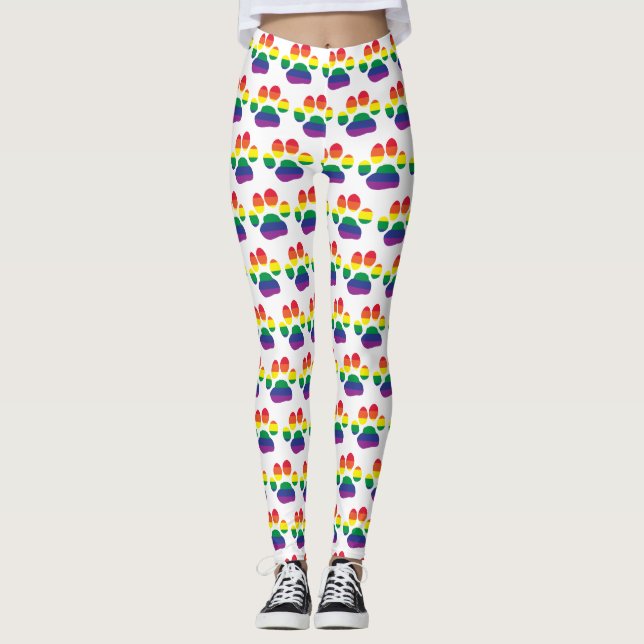Gay pride Paw-utskrift Leggings (Framsida)