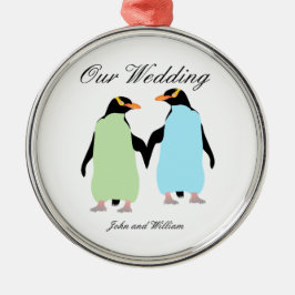 Gay pride Penguins Holding Händer Julgransprydnad Metall
