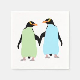 Gay pride Penguins Holding Händer Pappersservett