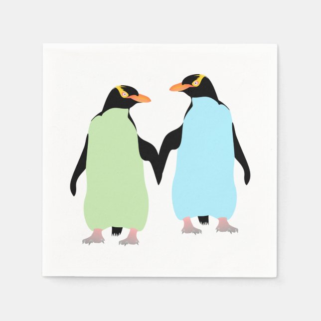 Gay pride Penguins Holding Händer Pappersservett (Framsidan)