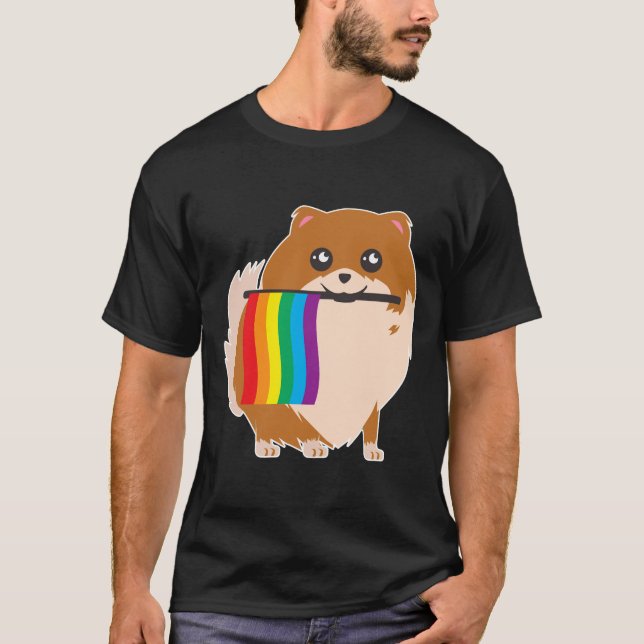 Gay Pride Pomeranian T Shirt (Framsida)