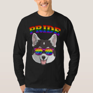Gay pride Pomsky Hund Husky Mixed Pommanian med L T Shirt
