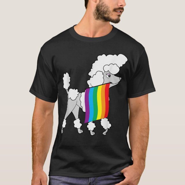 Gay Pride Pudel  T Shirt (Framsida)