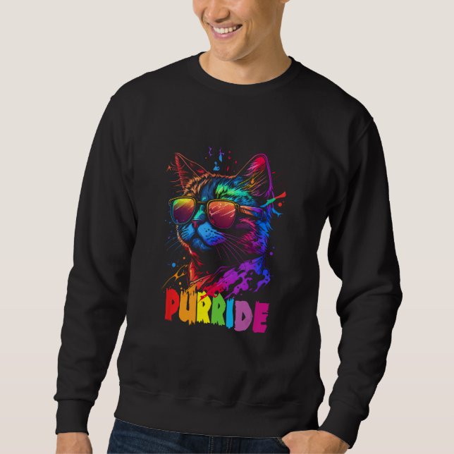 Gay Pride Purride  Cat LGBT Pride Month Equality Lång Ärmad Tröja (Framsida)