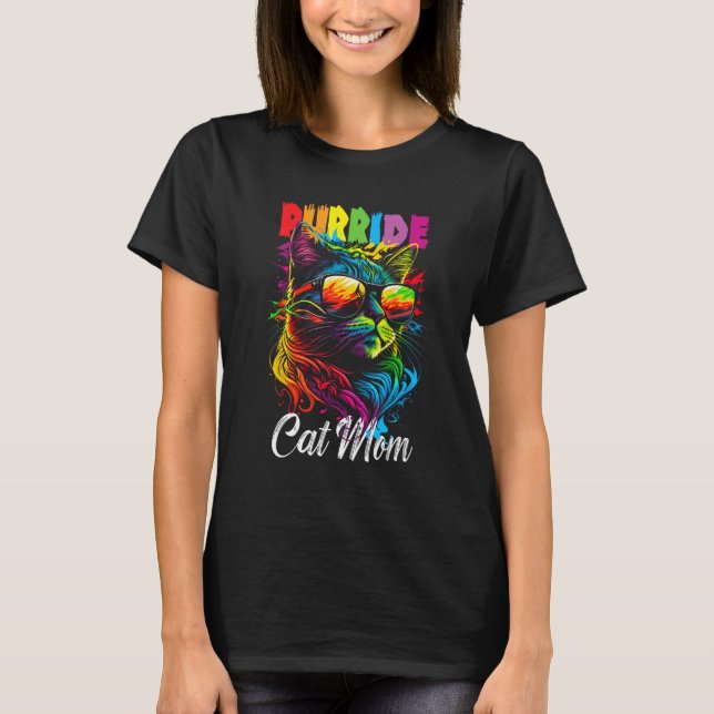 Gay pride Purride Cat Mor HBT-Pride Månadsljus T Shirt (Framsida)