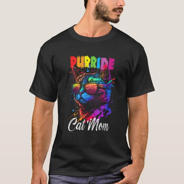 Gay Pride Purride Cat Mother LGBT Pride Month Cute T Shirt (Framsida)