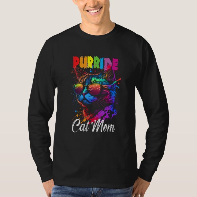 Gay Pride Purride Cat Mother LGBT Pride Month Cute T Shirt (Framsida)