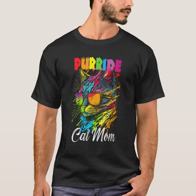 Gay Pride Purride Cat Mother LGBT Pride Month Cute T Shirt (Framsida)
