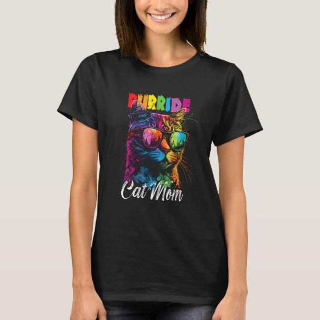 Gay Pride Purride Cat Mother LGBT Pride Month Cute T Shirt (Framsida)