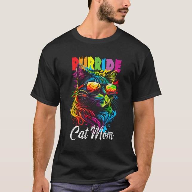 Gay Pride Purride Cat Mother LGBT Pride Month Cute T Shirt (Framsida)