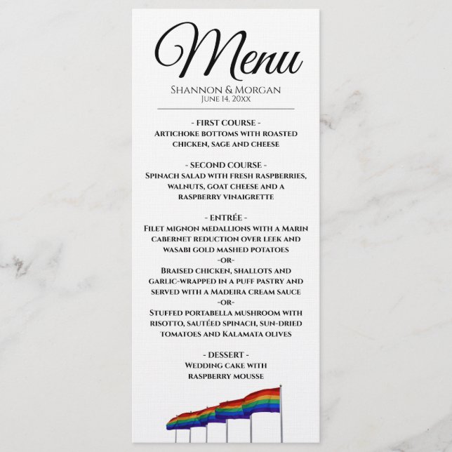 Gay pride Rainbow Bröllop Menu Meny (Framsida)