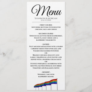 Gay pride Rainbow Bröllop Menu Meny