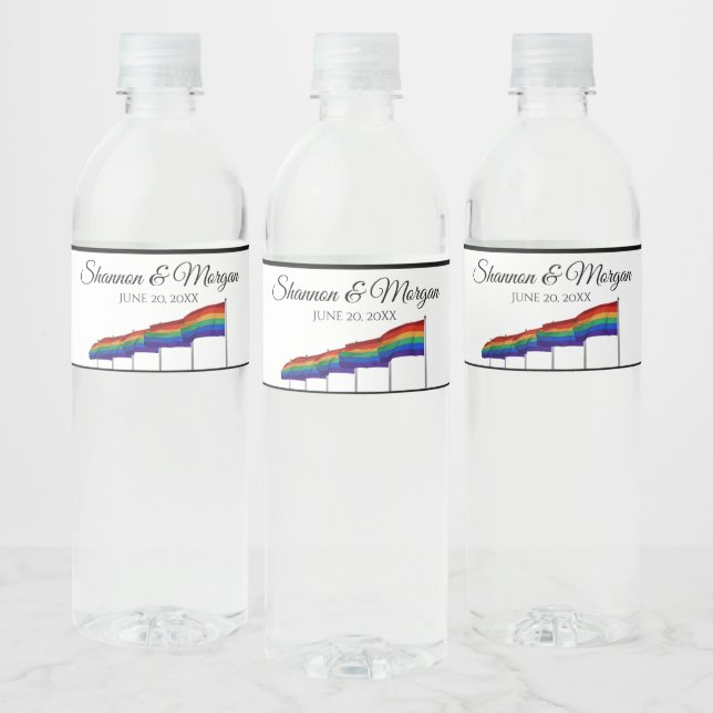 Gay pride Rainbow Bröllop Vattenflaska Labels Etikett (Flaskor)