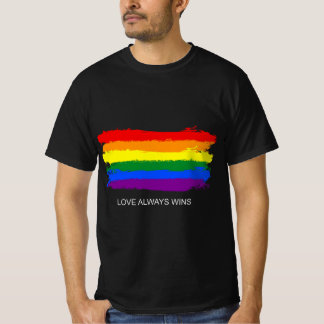 Gay pride Rainbow Equality Kärlek Wins Retro Rand T Shirt