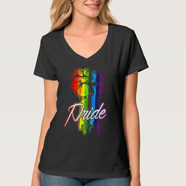 Gay pride Rainbow Fist Lgbt T Shirt (Framsida)