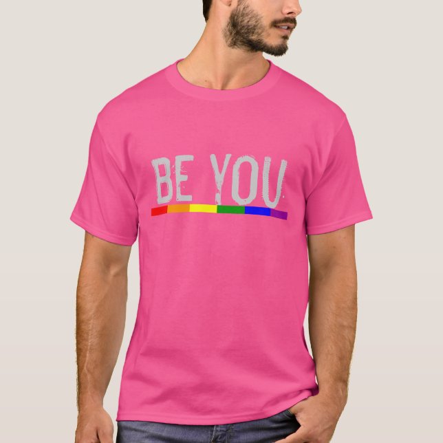 Gay pride Rainbow Flagga be dig T-shirt (Framsida)