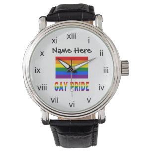 Gay pride Rainbow Flagga Black-anpassning Armbandsur