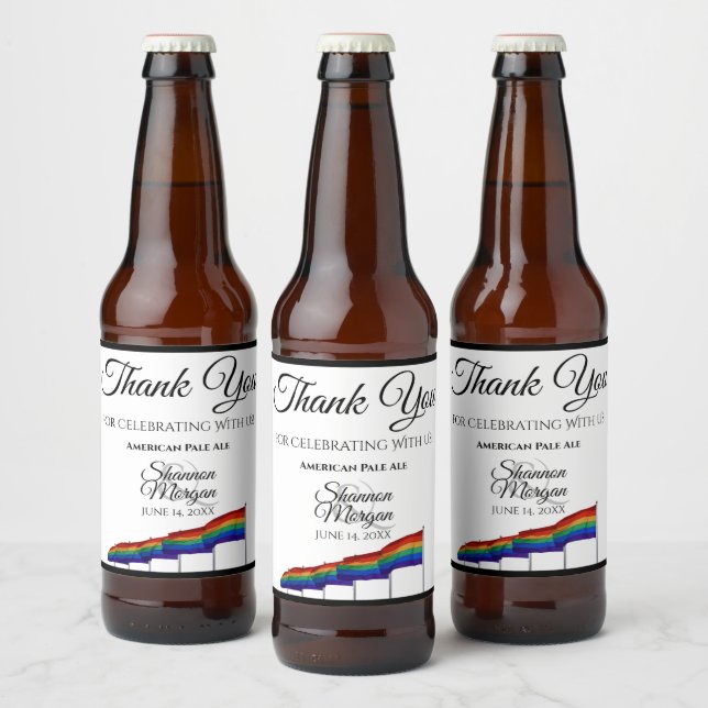 Gay pride Rainbow Flagga Bröllop Beer Flaska-etike Ölflaska Etikett (Flaskor)
