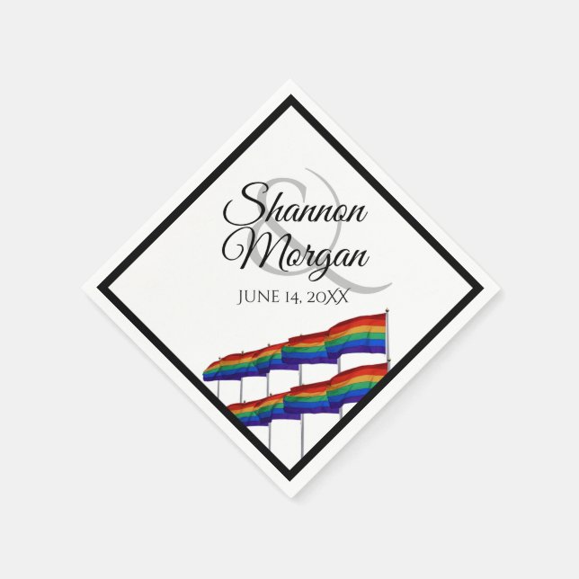 Gay pride Rainbow Flagga Bröllop Napkins Pappersservett (Hörn)