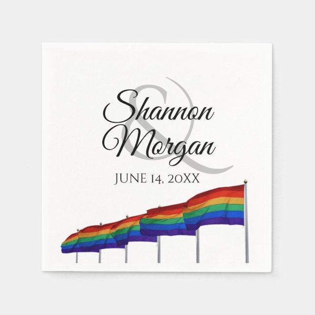 Gay pride Rainbow Flagga Bröllop Napkins Pappersservett (Framsidan)