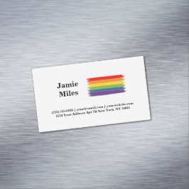 Gay pride Rainbow Flagga Brush Stil minimalist Magnetiska Visitkort