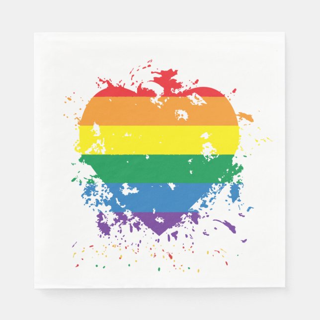 Gay pride Rainbow Flagga Heart Pappersservett (Framsidan)