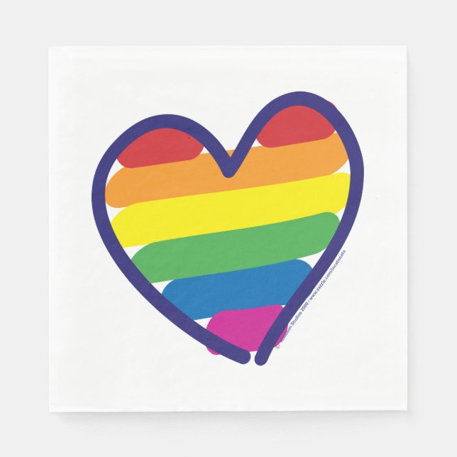 Gay pride Rainbow Flagga Heart Pappersservett (Framsidan)