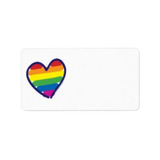 Gay pride Rainbow Flagga Hearts Adressetikett