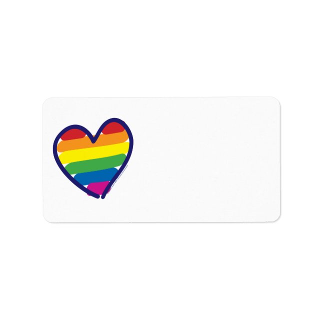 Gay pride Rainbow Flagga Hearts Adressetikett (Framsidan)