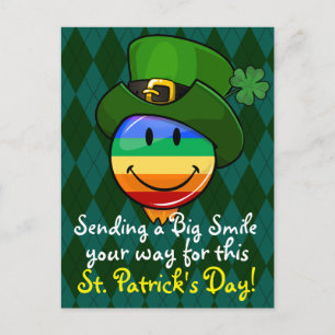 Gay pride Rainbow Flagga med St. Patrick's Day Hat Vykort