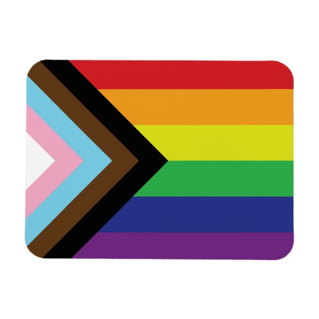 Gay pride Rainbow Flagga Progressiv HGBTQIA+ Magnet (Horisontell)