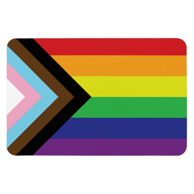 Gay pride Rainbow Flagga Progressiv HGBTQIA+ Magnet (Horisontell)