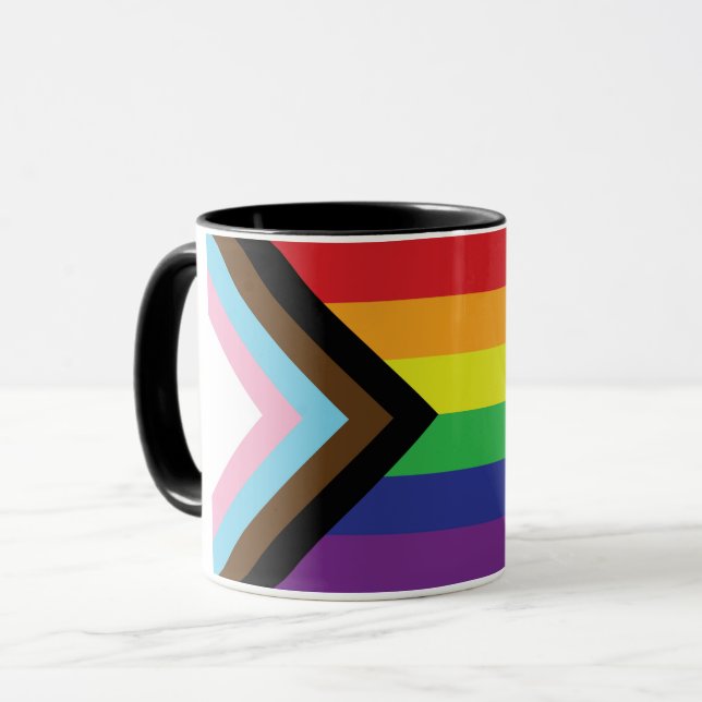 Gay pride Rainbow Flagga Progressiv HGBTQIA+ Mugg (Framsida vänster)