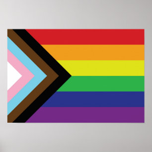 Gay pride Rainbow Flagga Progressiv HGBTQIA+ Poster
