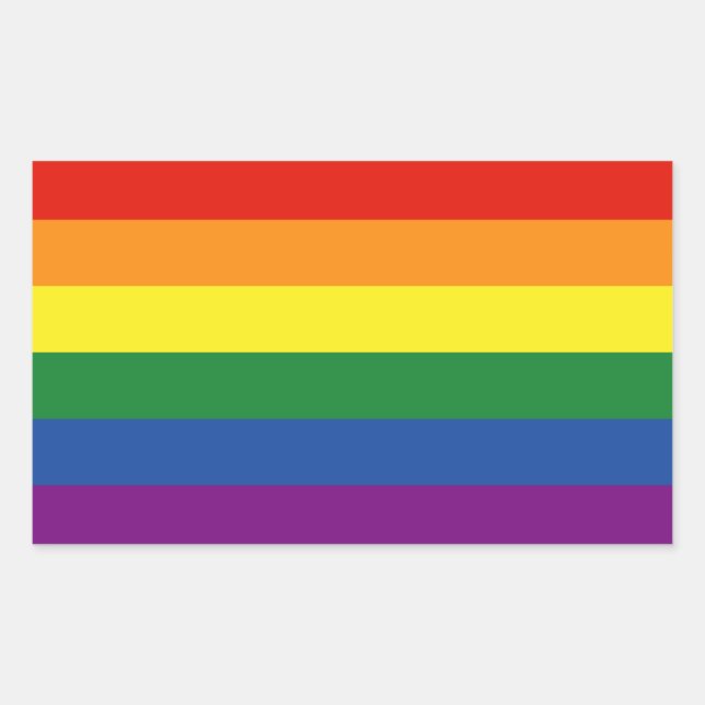 Gay pride Rainbow Flagga Rektangulärt Klistermärke (Framsida)