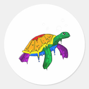 Gay pride Rainbow Flagga Sea Turtle Subtle LGBTQ Runt Klistermärke
