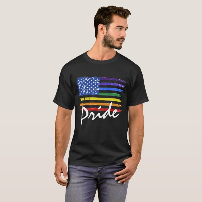 Gay pride Rainbow Flagga T Shirt (Hel framsida)