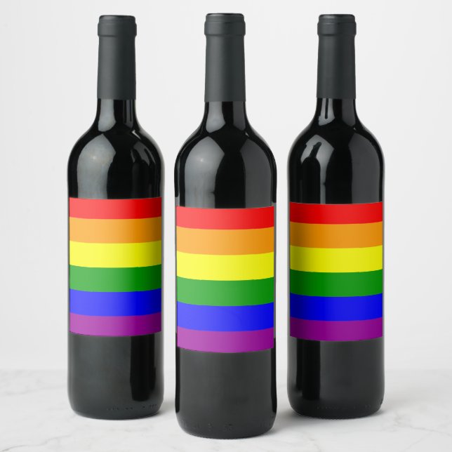 Gay pride Rainbow Flagga Vinflaska Etikett (Flaskor)