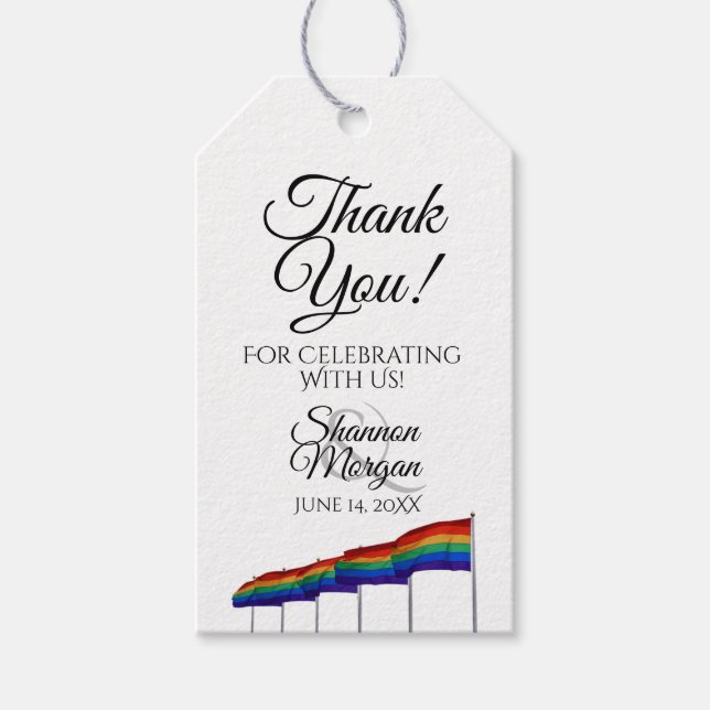 Gay pride Rainbow Flaggor Wedding Favor Tack Presentetikett (Framsidan)