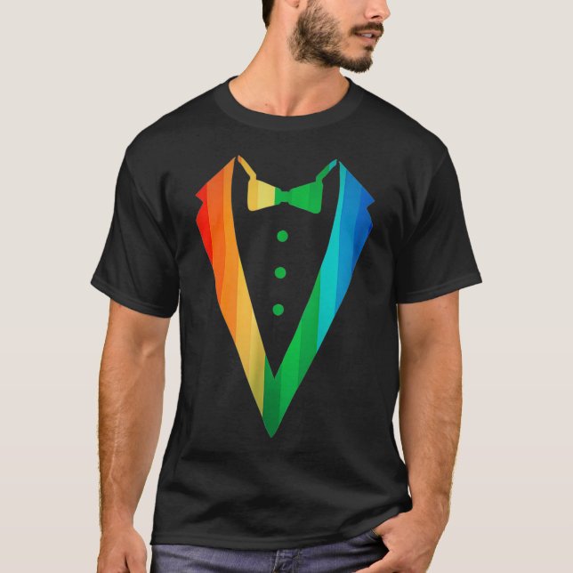 gay pride Rainbow Graphic Tuxedo Manar Women  T Shirt (Framsida)