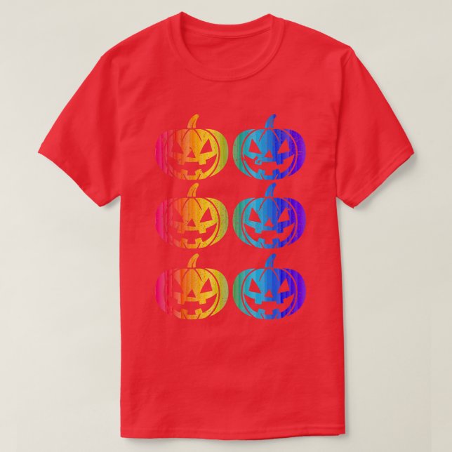Gay pride Rainbow Happy halloween Pumpkin Jack O L T Shirt (Design framsida)