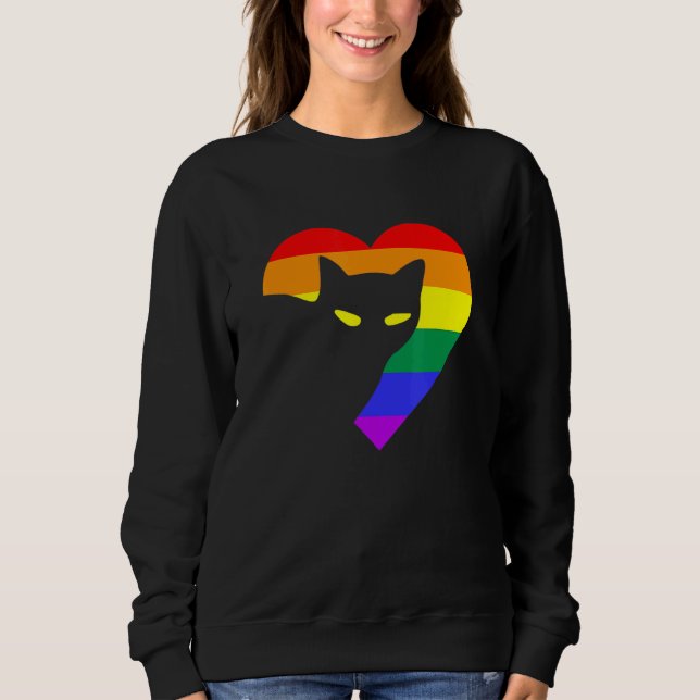 Gay pride Rainbow Heart Cat Lgbt Pride Månad T Shirt (Framsida)