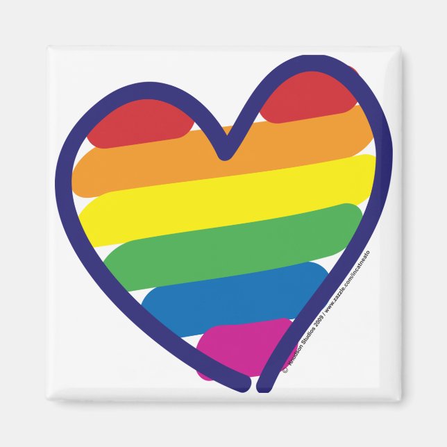 Gay pride Rainbow Heart Magnet (Framsidan)