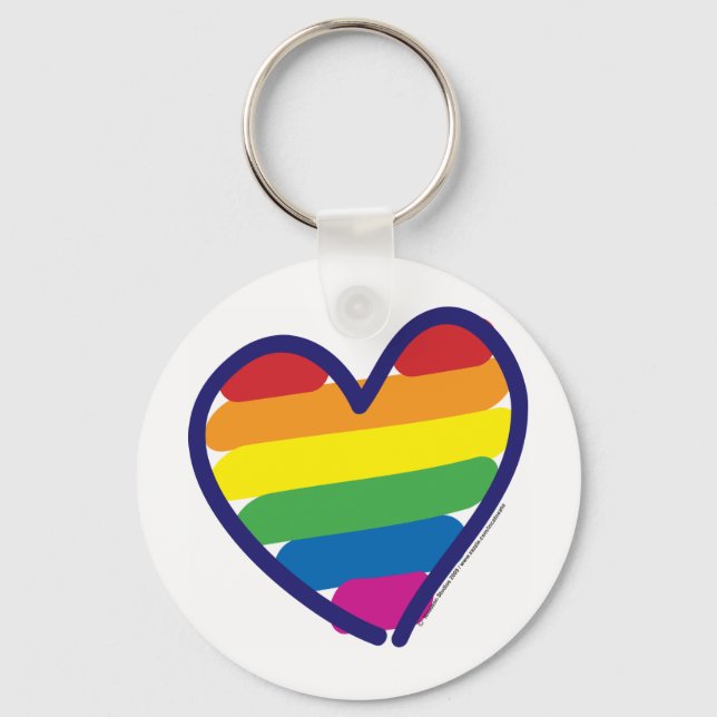 Gay pride Rainbow Heart Nyckelring (Framsida)