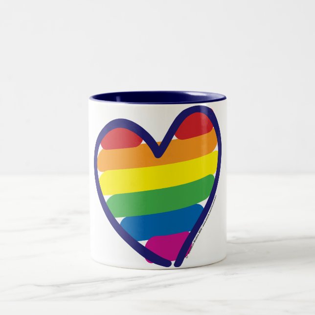 Gay pride Rainbow Heart Två-Tonad Mugg (Center)